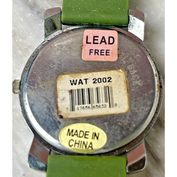 Geneva Y2K Green Silicone Rhinestone Watch Quartz Women's Large Face Lead Free - Picture 2 of 3